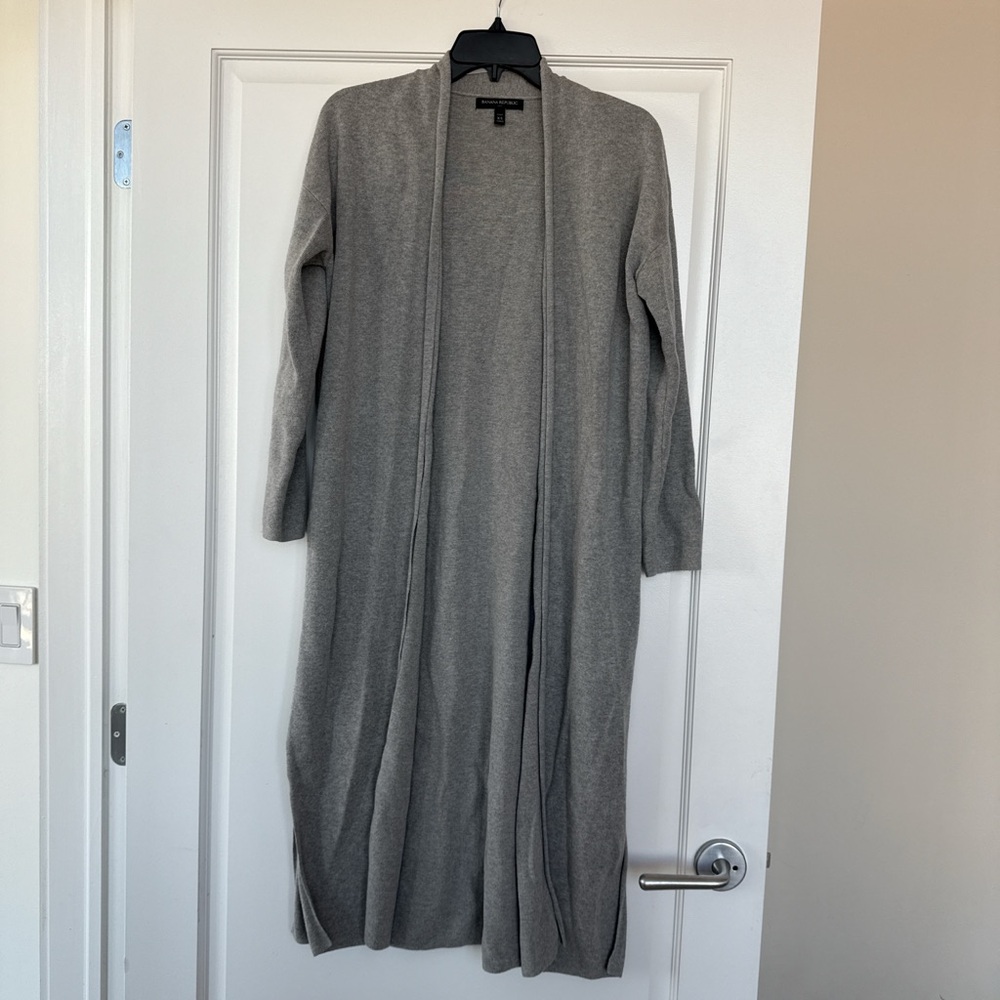 Banana Republic Heather Gray Duster Cardigan in Petite XS